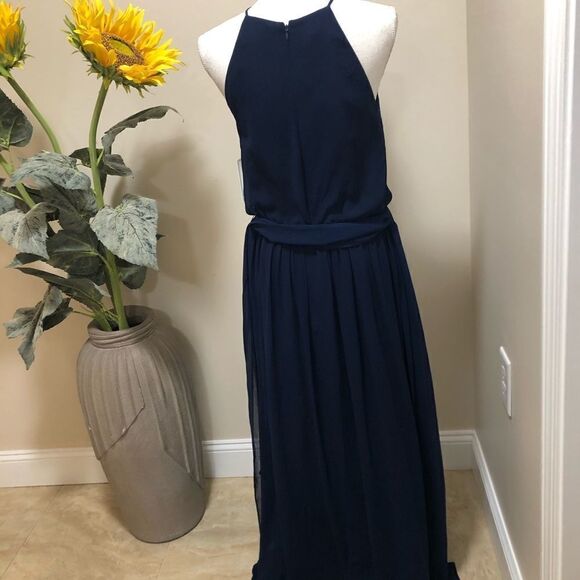 NWT Donna Morgan Chiffon Halter Alana Gown Size 4 - Picture 5 of 8